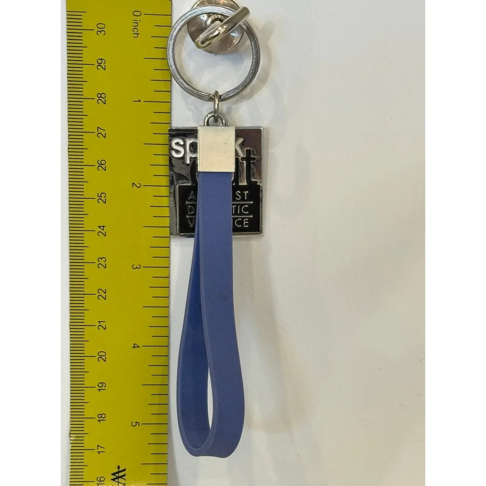 peak Out Against Domestic Violence Keychain Blue Silicone Wristlet Charm